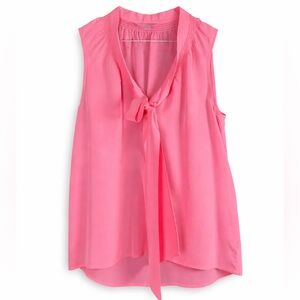 Lilly Pulitzer Silk Vibrant Pink Tie-Front Blouse